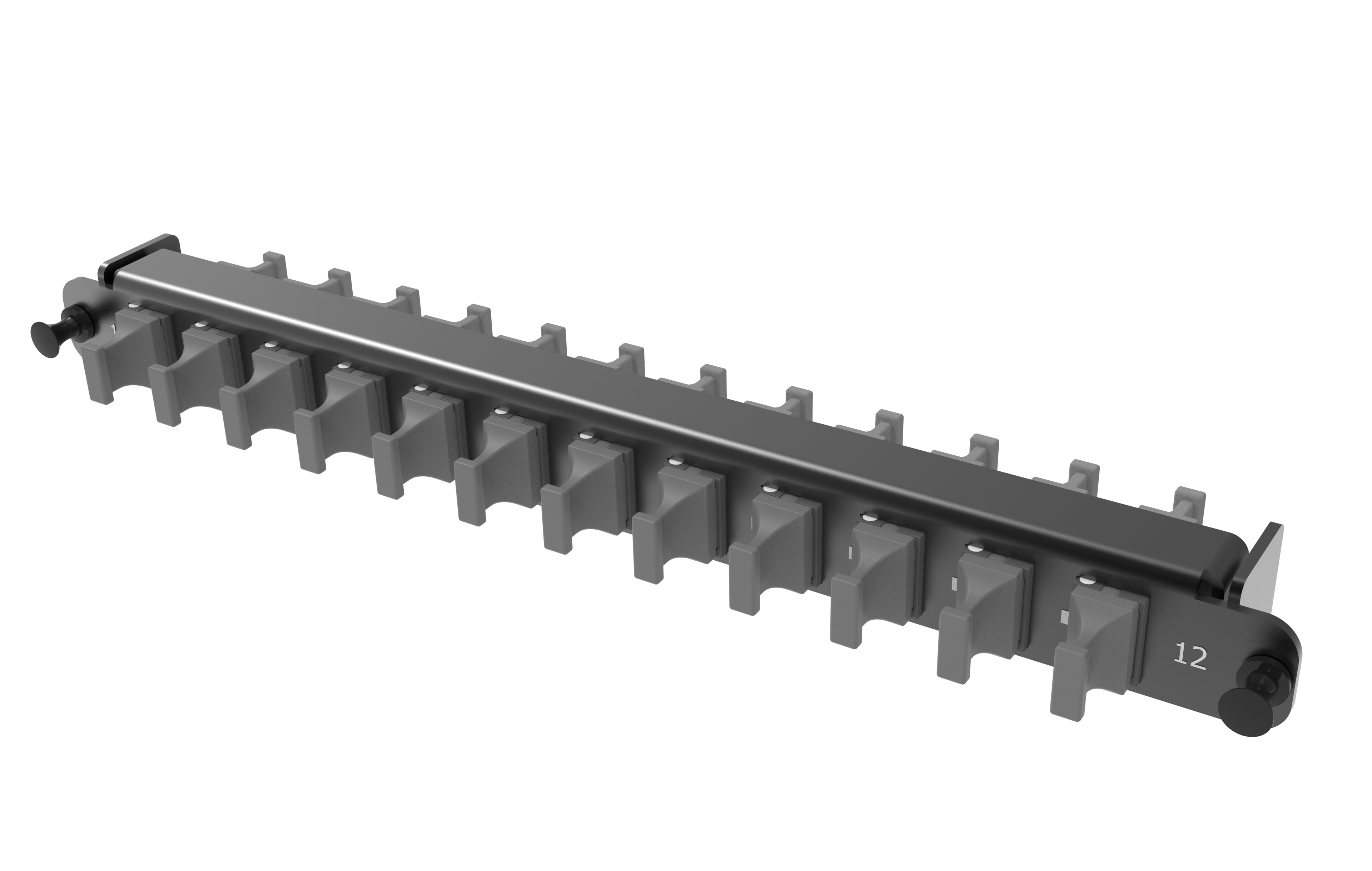 A2 - Adapter plate 12 x MTP adapters (black), MM, type AS (Up&Down), (supports sliding Flex Tray)