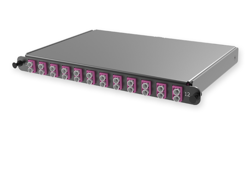 С2 - Претерминированная кассета 24 x 50/125 OM4, MTP(12)m/LC Duplex, тип UW, ULL, (совместима с выдвижной панелью Flex Tray)