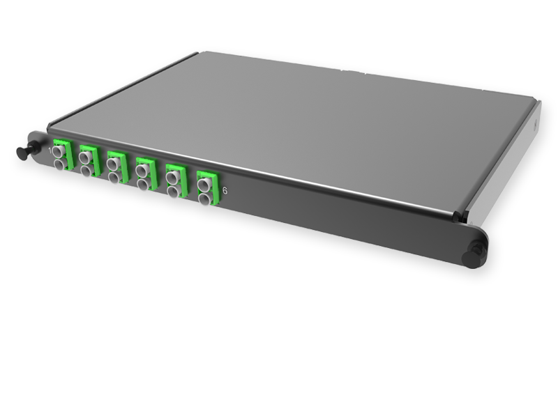С2 - Претерминированная кассета 12 x 50/125 OM5, MTP(12)f/LC Duplex, тип UW, ULL, (совместима с выдвижной панелью Flex Tray)